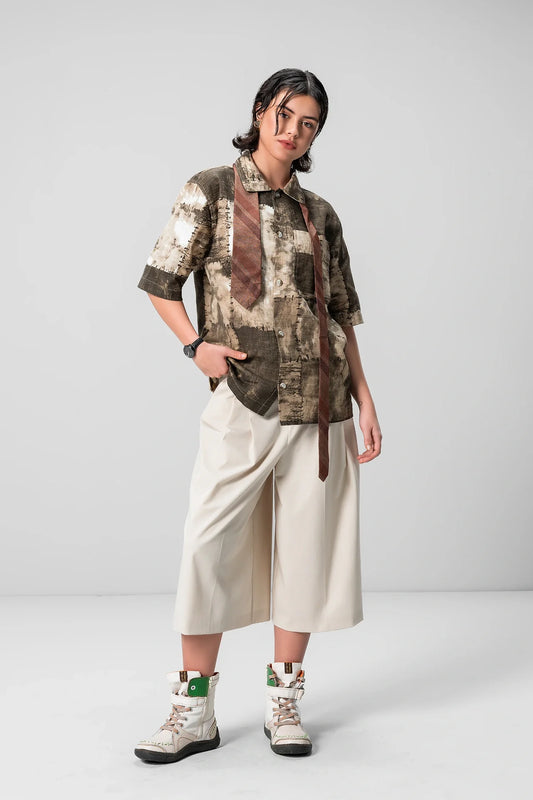 BROWN PRINT SHIRT